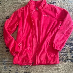 Girls hot pink fleece Columbia jacket. Size Large/14-16